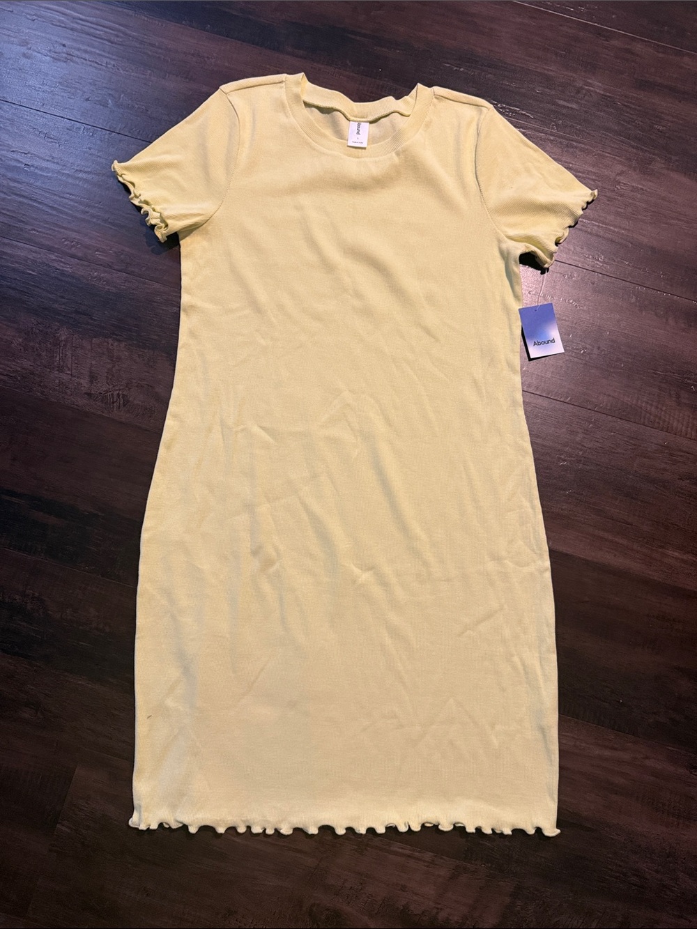 Abound Yellow Ribbed Short-Sleeve Midi Dress